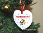 Personalised Christmas Tree Heart Metal Child Believes Decoration